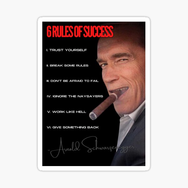 Item preview, 6 RULES OF SUCCESS - ARNOLD SCHWARZENEGGER designed and sold by HeavyLiftGift.