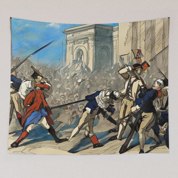 Item preview, Massacre of the French Revolution 1789 - The Peasants fight back in France - colour sketch designed and sold by StedeBonnet.