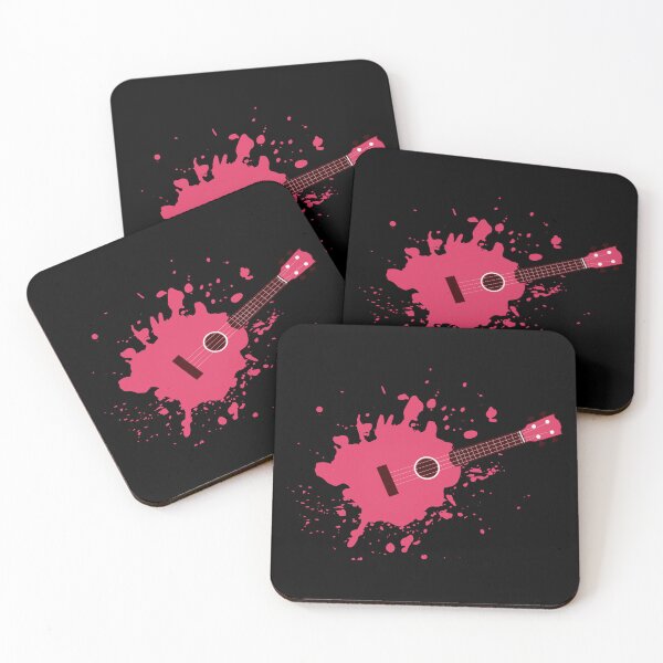 Item preview, Ukulele with pink paint splashes designed and sold by piesdesignart.