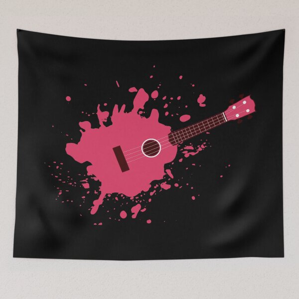 Item preview, Ukulele with pink paint splashes designed and sold by piesdesignart.