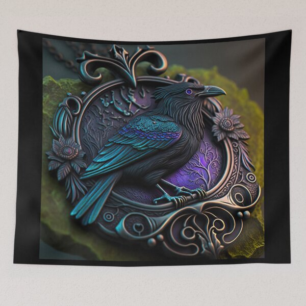 Item preview, The Raven Amulet - Detailed Talisman / Charm / of Mystical Gothic Raven, Jewelry - Very High Resolution - Original Artwork designed and sold by CloudofKnowing.