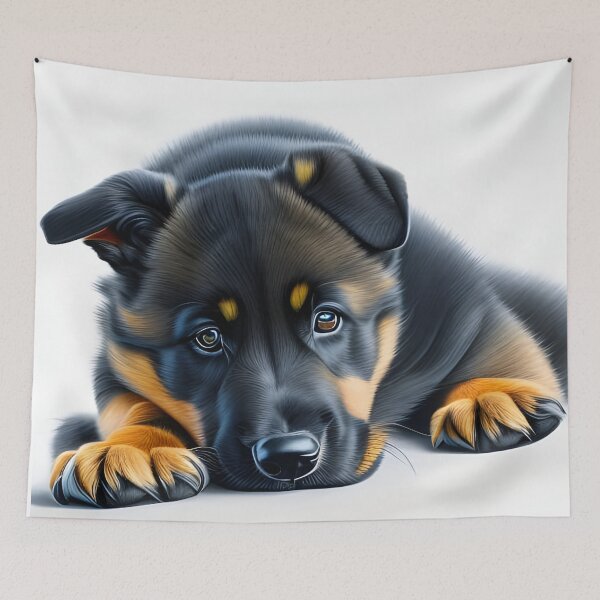 Item preview, Cute German shepherd puppy, charcoal drawing, Ai Generated Art  designed and sold by ACC .
