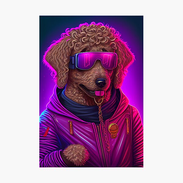 Artikelvorschau, Ein Synth Wave Golden Doodle nur Vibing entworfen und verkauft von motionbymarco.