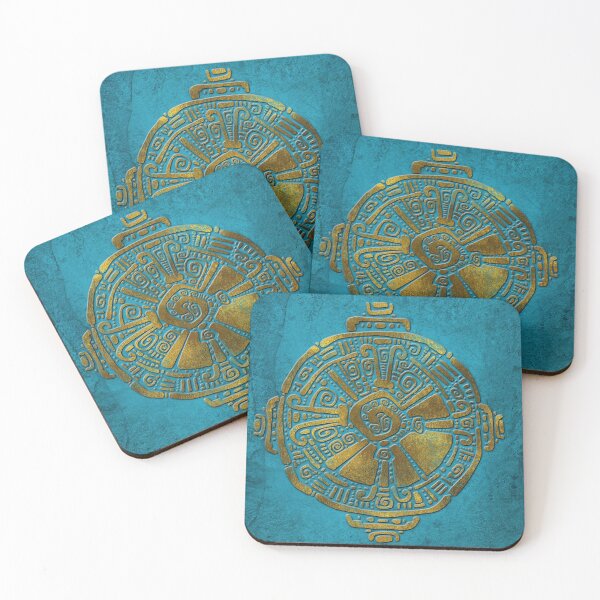 Item preview, Hunab Ku Mayan symbol Vintage gold on old stone designed and sold by k9printart.