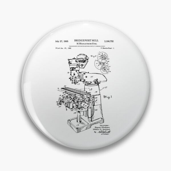 Item preview, Old Bridgeport Mill Machine Patent 1962 cnc machinist gift designed and sold by anodyle.