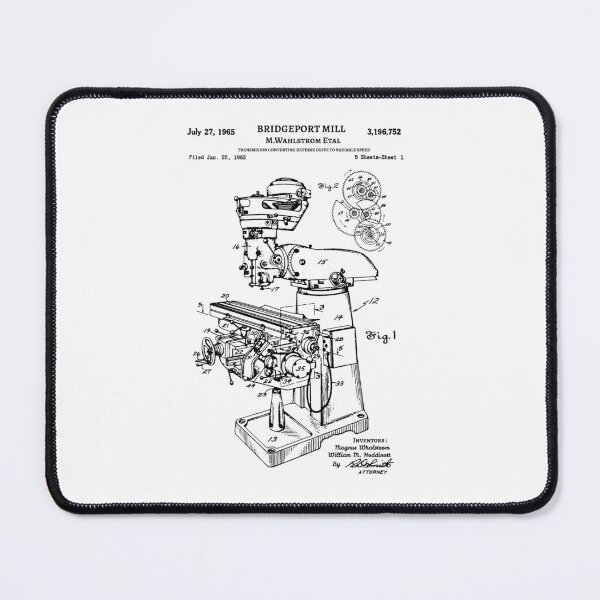 Item preview, Old Bridgeport Mill Machine Patent 1962 cnc machinist gift designed and sold by anodyle.