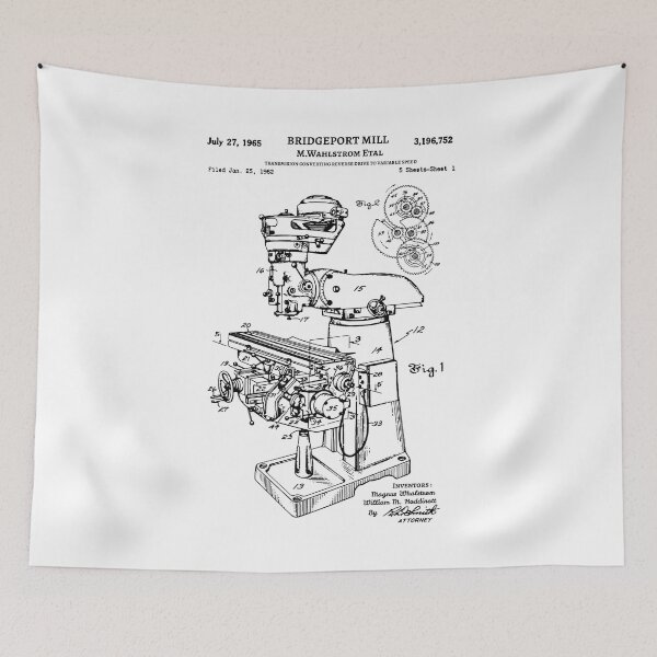 Item preview, Old Bridgeport Mill Machine Patent 1962 cnc machinist gift designed and sold by anodyle.