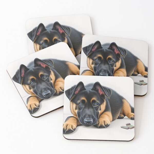 Item preview, Cute German shepherd puppy, charcoal drawing, Ai Generated Art  designed and sold by ACC .