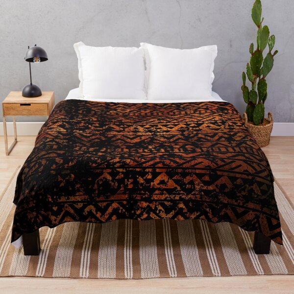 Item preview, Grunge Bronze Tribal Ethnic  Pattern on black designed and sold by k9printart.