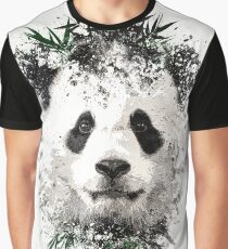Panda With Bamboo splatter Graphic T-Shirt