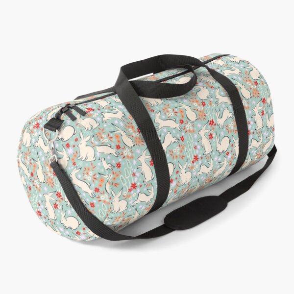 Item preview, Whimsical Spring Easter Rabbits in Nature 1. Teal with red and ivory accents  designed and sold by Dominiquevari.