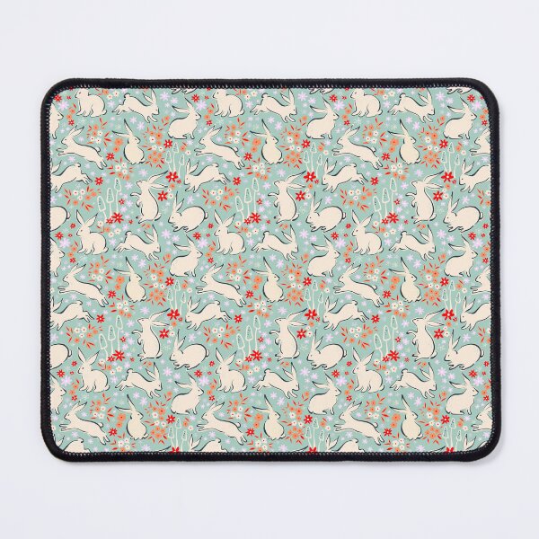 Item preview, Whimsical Spring Easter Rabbits in Nature 1. Teal with red and ivory accents designed and sold by Dominiquevari.