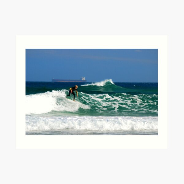 Surf, Waves and Coal Ships - Redhead Beach NSW Art Print