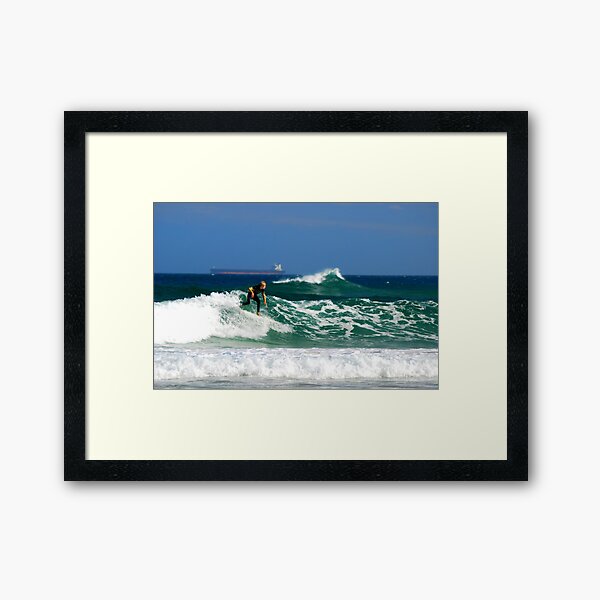 Surf, Waves and Coal Ships - Redhead Beach NSW Framed Art Print