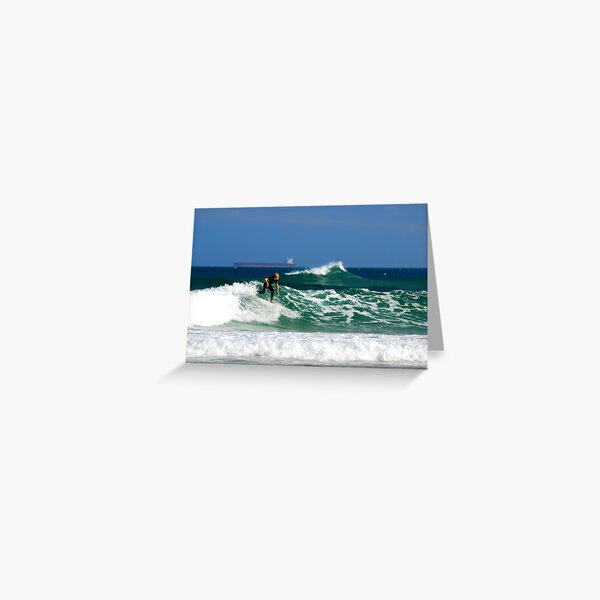 Surf, Waves and Coal Ships - Redhead Beach NSW Greeting Card