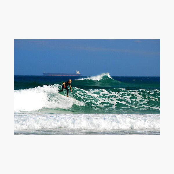 Surf, Waves and Coal Ships - Redhead Beach NSW Photographic Print