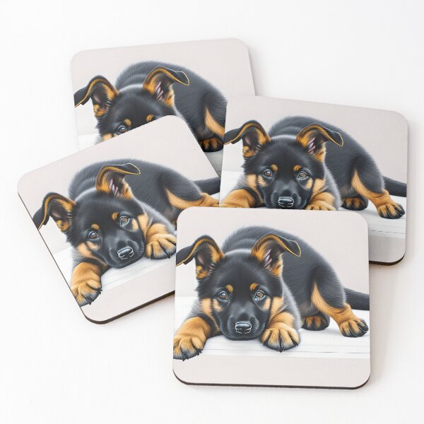 Item preview, Cute German shepherd puppy, charcoal drawing, Ai Generated Art  designed and sold by ACC .