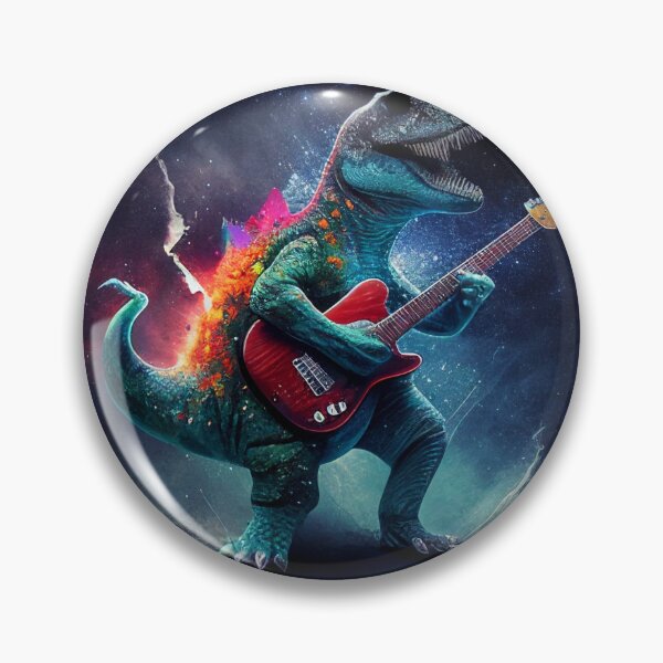 Item preview, Dinosaur playing electric guitar in space designed and sold by Fresh Clothes.