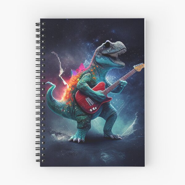 Item preview, Dinosaur playing electric guitar in space designed and sold by Fresh Clothes.