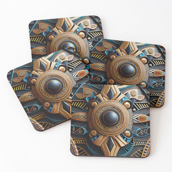Item preview, Bejeweled Futuristic African Pattern Digital Painting designed and sold by CodeAndColors.