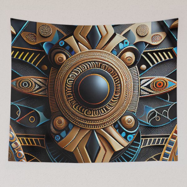 Item preview, Bejeweled Futuristic African Pattern Digital Painting designed and sold by CodeAndColors.