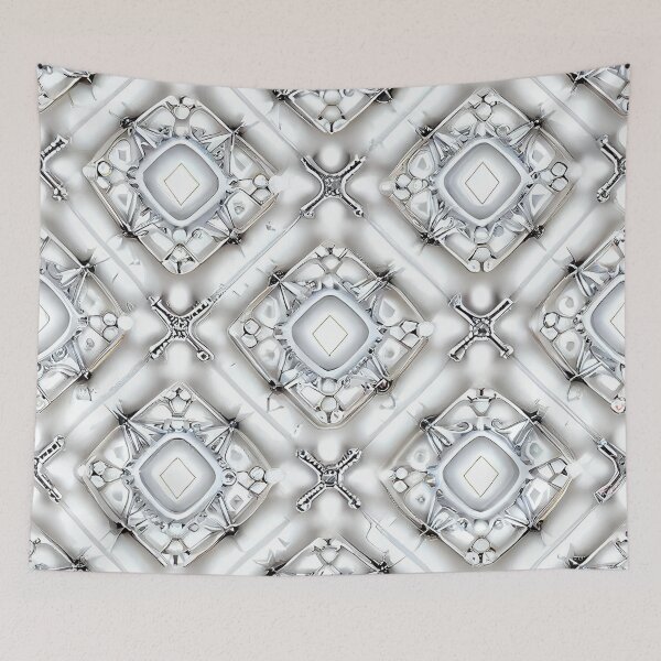 Item preview, Symmetrical White Bejeweled California Chic Pattern Digital Painting designed and sold by CodeAndColors.