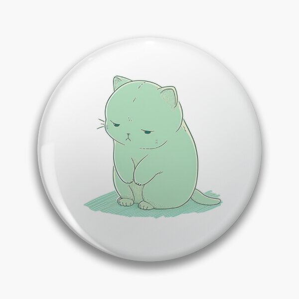 Item preview, Green Constipated Cat  | Valentine's Day Gift | Anxious Cat Nervous Cat Shy Cat | Funny Looking Cat | Pastel Cats designed and sold by Synthetic-Intel.