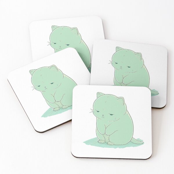 Item preview, Green Constipated Cat  | Valentine's Day Gift | Anxious Cat Nervous Cat Shy Cat | Funny Looking Cat | Pastel Cats designed and sold by Synthetic-Intel.