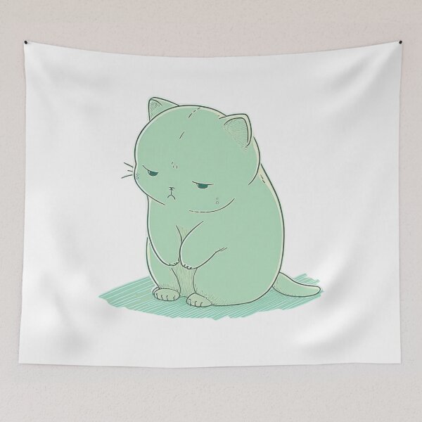 Item preview, Green Constipated Cat  | Valentine's Day Gift | Anxious Cat Nervous Cat Shy Cat | Funny Looking Cat | Pastel Cats designed and sold by Synthetic-Intel.