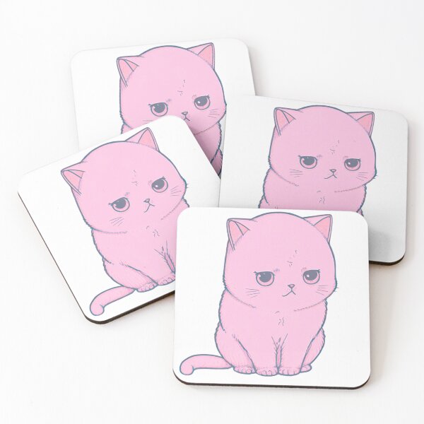 Item preview, Pink Constipated Cat  | Valentine's Day Gift | Anxious Cat Nervous Cat Shy Cat | Funny Looking Cat | Pastel Cats designed and sold by Synthetic-Intel.