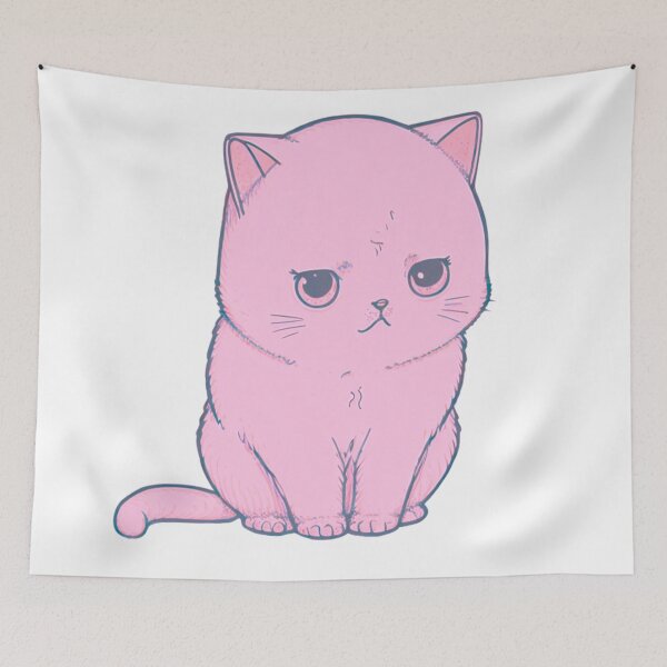 Item preview, Pink Constipated Cat  | Valentine's Day Gift | Anxious Cat Nervous Cat Shy Cat | Funny Looking Cat | Pastel Cats designed and sold by Synthetic-Intel.