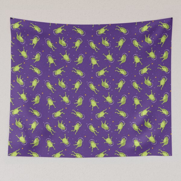 Item preview, pattern with frogs in space designed and sold by burbura.