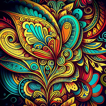 Vorschaubild zum Design Dense Sketched Vibrant Traditional Pattern Digital Painting von CodeAndColors