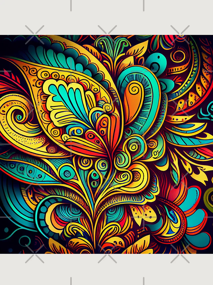 Thumbnail 6 von 6, Premium Oversized Pullover, Dense Sketched Vibrant Traditional Pattern Digital Painting designt und verkauft von CodeAndColors.