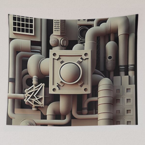 Item preview, Pale Aesthetic Industrial Pattern Digital Painting designed and sold by CodeAndColors.