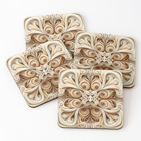 Item preview, Pale Symmetrical Swirling Crafty Pattern Digital Painting designed and sold by CodeAndColors.