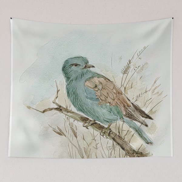 Item preview, Watercolor Painted Vintage Bird On Branch designed and sold by HappyLifeCreate.
