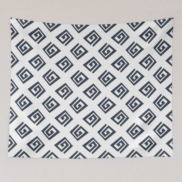 Item preview, Ethnic dark blue geometric spiral pattern designed and sold by BattaAnastasia.
