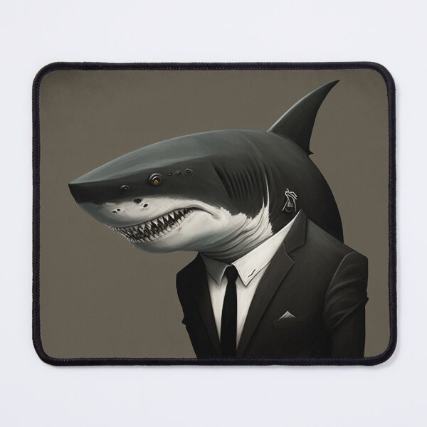 Item preview, black shark dressed up in a tuxedo designed and sold by BIBIHOX.