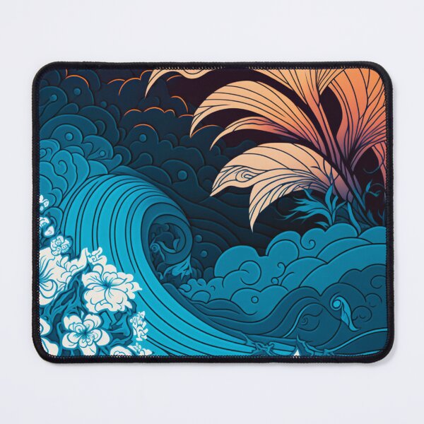 Item preview, Classic Wave and Flowers Pattern | Caribbean Flowers | Jamaican Flower Pattern | Flower Power | Acid Wash Flower Pattern | high resolution designed and sold by Synthetic-Intel.