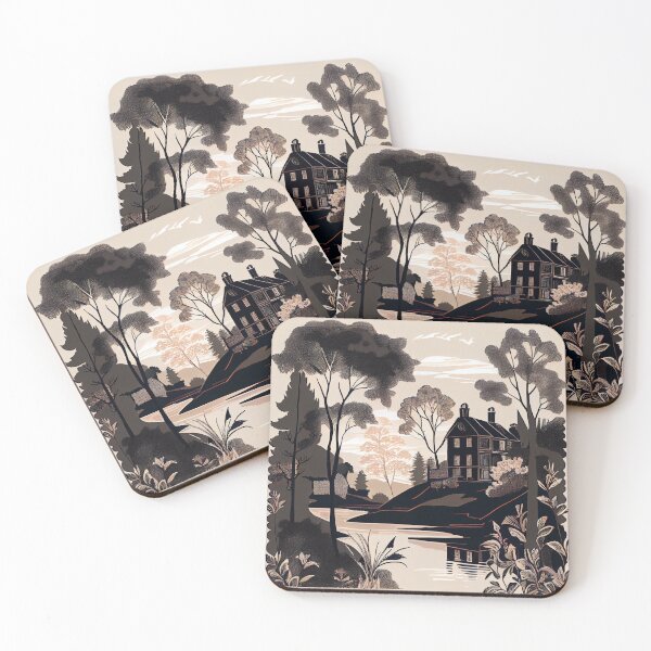 Item preview, Monochromatic English Countryside Chic Pattern Digital Painting designed and sold by CodeAndColors.