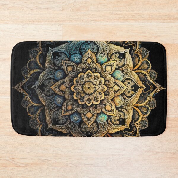 Item preview, Mandala Art, Turquoise and Gold Mandala Flower designed and sold by MoonFoxDesign.