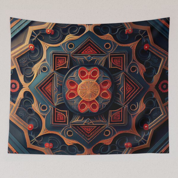 Item preview, Futuristic Asian Pattern Digital Painting designed and sold by CodeAndColors.