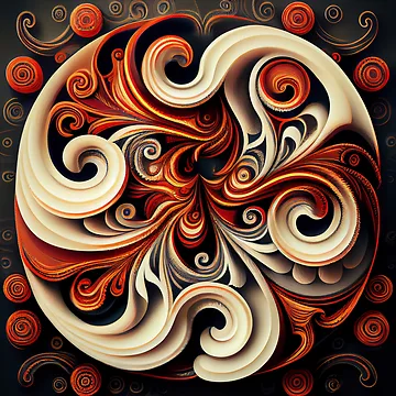Imagen de la obra Swirling Thick Traditional Pattern Digital Painting de CodeAndColors