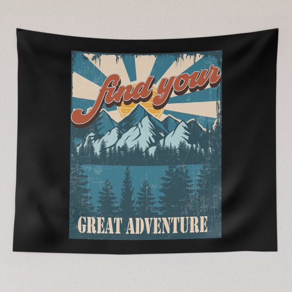 Item preview, Find your great adventure,  Great outdoors vintage mountains, Camping  designed and sold by HomeCoquette.