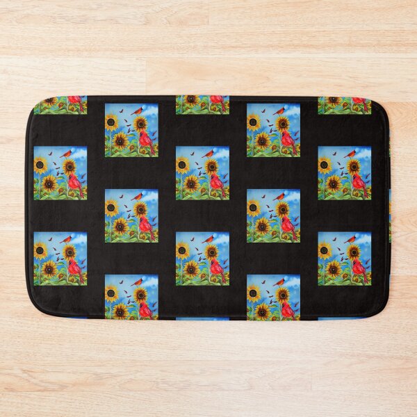 Item preview, SUNFLOWERS CARDINAL BIRDS designed and sold by starfishstuff.