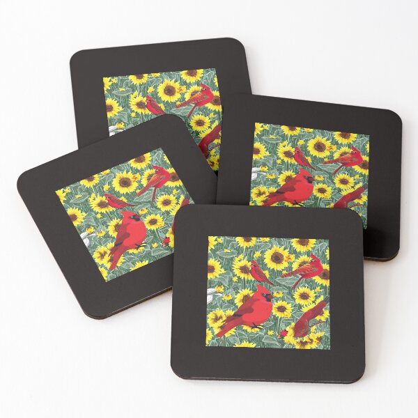 Item preview, SUNFLOWERS CARDINAL BIRDS designed and sold by starfishstuff.