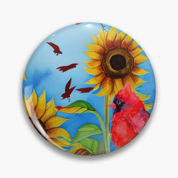 Item preview, SUNFLOWERS CARDINAL BIRDS designed and sold by starfishstuff.