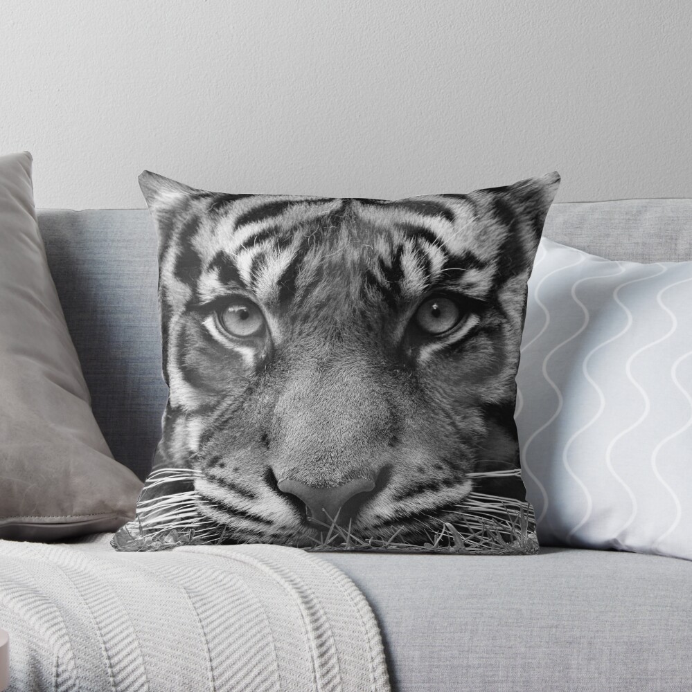 Black and 2025 white tiger pillow