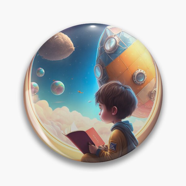 Item preview, Little boy reads his book and dreams in space, illustration for child designed and sold by Crea79.